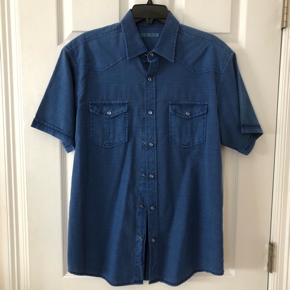 Blue Shirt with Pearl buttons